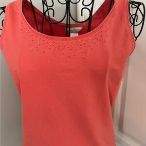Tommy Bahama Beaded Neckline Coral Tank Top in Size Small